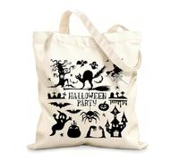 AILOONG Cotton Canvas Shoulder Bags Collection Halloween Silhouettes Icon 12 oz thick fabric Uses as a tool bag 25x30cm Small