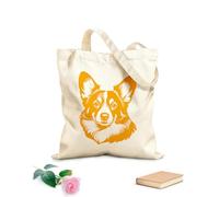 AILOONG Cotton Canvas Shoulder Bags Corgi Puppy Silhouette Logo 340g/m² thick fabric Uses as a tool bag