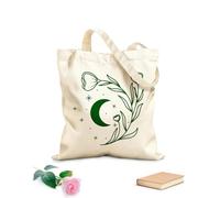 AILOONG Cotton Canvas Shoulder Bags Crescent Line Flower Logo Image 340g/m² thick fabric Uses as a tool bag