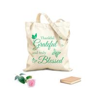 AILOONG Cotton Canvas Shoulder Bags Faith Lettering Thankful Grateful and Truly Blessed Inspirational Quote 340g/m² thick fabric Uses as a tool bag