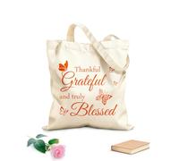 AILOONG Cotton Canvas Shoulder Bags Faith Lettering Thankful Grateful and Truly Blessed Inspirational Quote 340g/m² thick fabric Uses as a tool bag