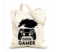 AILOONG Cotton Canvas Shoulder Bags Gaming Logo With Console Zone 12 oz thick fabric Uses as a tool bag 35x40cm Large
