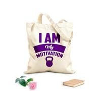 AILOONG Cotton Canvas Shoulder Bags Gym Quotes I Am My Motivation 340g/m² thick fabric Uses as a tool bag