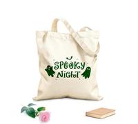 AILOONG Cotton Canvas Shoulder Bags Halloween Lettering Quotes Spooky Night 340g/m² thick fabric Uses as a tool bag