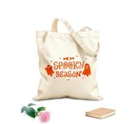 AILOONG Cotton Canvas Shoulder Bags Halloween Lettering Quotes Spooky Season 340g/m² thick fabric Uses as a tool bag
