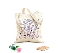 AILOONG Cotton Canvas Shoulder Bags Hand Drawn Abstract Scribble Doodle 340g/m² thick fabric Uses as a tool bag
