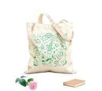 AILOONG Cotton Canvas Shoulder Bags Hand Drawn Abstract Scribble Doodle 340g/m² thick fabric Uses as a tool bag