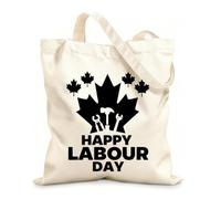AILOONG Cotton Canvas Shoulder Bags Happy Canadian Labor Day With Canada Leaf 12 oz thick fabric Uses as a tool bag 35x40cm Large