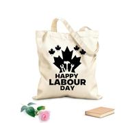 AILOONG Cotton Canvas Shoulder Bags Happy Canadian Labor Day With Canada Leaf 12 oz thick fabric Uses as a tool bag 31x36cm Medium