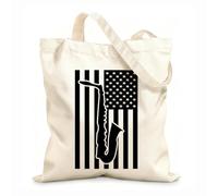 AILOONG Cotton Canvas Shoulder Bags Happy Saxophone Day United States 12 oz thick fabric Uses as a tool bag 25x30cm Small