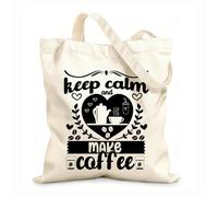 AILOONG Cotton Canvas Shoulder Bags Keep Calm And Make Coffee 12 oz thick fabric Uses as a tool bag 31x36cm Medium