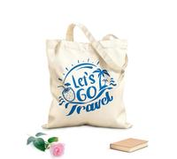 AILOONG Cotton Canvas Shoulder Bags Lets Go Travel Logo For Adventure And Beach 340g/m² thick fabric Uses as a tool bag