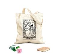 AILOONG Cotton Canvas Shoulder Bags Lovers Tarot Card In Art Nouveau Style Skeletons 12 oz thick fabric Uses as a tool bag 25x30cm Small