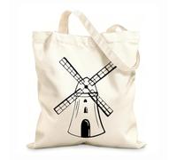 AILOONG Cotton Canvas Shoulder Bags Mill Hand Drawn Vintage Windmill 12 oz thick fabric Uses as a tool bag 25x30cm Small