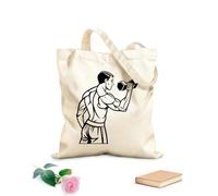AILOONG Cotton Canvas Shoulder Bags Muscular Man Lifting Dumbbell 12 oz thick fabric Uses as a tool bag 35x40cm Large