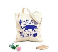 AILOONG Cotton Canvas Shoulder Bags Panther And Exotic Plants Decorative Set 340g/m² thick fabric Uses as a tool bag