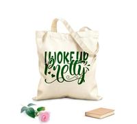 AILOONG Cotton Canvas Shoulder Bags Pregnancy Quotes I Wokeup Pretty 340g/m² thick fabric Uses as a tool bag