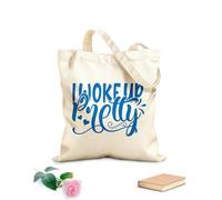 AILOONG Cotton Canvas Shoulder Bags Pregnancy Quotes I Wokeup Pretty 340g/m² thick fabric Uses as a tool bag