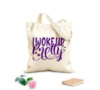 AILOONG Cotton Canvas Shoulder Bags Pregnancy Quotes I Wokeup Pretty 340g/m² thick fabric Uses as a tool bag