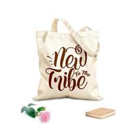 AILOONG Cotton Canvas Shoulder Bags Pregnancy Quotes New To The Tribe 340g/m² thick fabric Uses as a tool bag