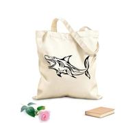 AILOONG Cotton Canvas Shoulder Bags Shark Tribal 12 oz thick fabric Uses as a tool bag 31x36cm Medium