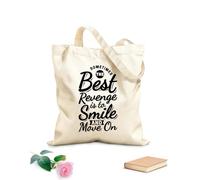 AILOONG Cotton Canvas Shoulder Bags Sometimes The Best Revenge Is To Smile And Move 12 oz thick fabric Uses as a tool bag 35x40cm Large