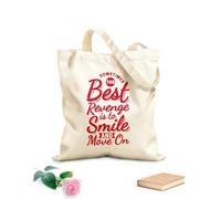 AILOONG Cotton Canvas Shoulder Bags Sometimes The Best Revenge Is To Smile And Move 340g/m² thick fabric Uses as a tool bag