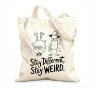 AILOONG Cotton Canvas Shoulder Bags Stay Different Stay Weird 12 oz thick fabric Uses as a tool bag 31x36cm Medium