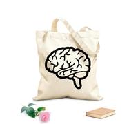 AILOONG Cotton Canvas Shoulder Bags Stylish Black And White Icon Human Brain 12 oz thick fabric Uses as a tool bag 35x40cm Large