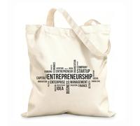 AILOONG Cotton Canvas Shoulder Bags Word Cloud Entrepreneurship 12 oz thick fabric Uses as a tool bag 35x40cm Large