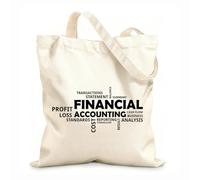 AILOONG Cotton Canvas Shoulder Bags Word Cloud Financial Accounting 12 oz thick fabric Uses as a tool bag 25x30cm Small