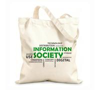 AILOONG Cotton Canvas Shoulder Bags Word Cloud Information Society 12 oz thick fabric Uses as a tool bag 25x30cm Small