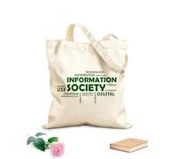 AILOONG Cotton Canvas Shoulder Bags Word Cloud Information Society 340g/m² thick fabric Uses as a tool bag