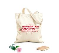 AILOONG Cotton Canvas Shoulder Bags Word Cloud Information Society 340g/m² thick fabric Uses as a tool bag