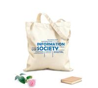 AILOONG Cotton Canvas Shoulder Bags Word Cloud Information Society 340g/m² thick fabric Uses as a tool bag