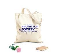 AILOONG Cotton Canvas Shoulder Bags Word Cloud Information Society 340g/m² thick fabric Uses as a tool bag