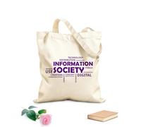 AILOONG Cotton Canvas Shoulder Bags Word Cloud Information Society 340g/m² thick fabric Uses as a tool bag