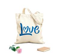 AILOONG Cotton Canvas Shoulder Bags Word Love With Rainbow Heart 340g/m² thick fabric Uses as a tool bag