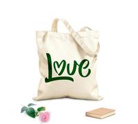 AILOONG Cotton Canvas Shoulder Bags Word Love With Rainbow Heart 340g/m² thick fabric Uses as a tool bag