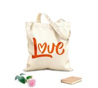 AILOONG Cotton Canvas Shoulder Bags Word Love With Rainbow Heart 340g/m² thick fabric Uses as a tool bag