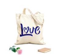 AILOONG Cotton Canvas Shoulder Bags Word Love With Rainbow Heart 340g/m² thick fabric Uses as a tool bag