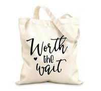 AILOONG Cotton Canvas Shoulder Bags Worth The Wait Inspirational Quotes 12 oz thick fabric Uses as a tool bag 31x36cm Medium