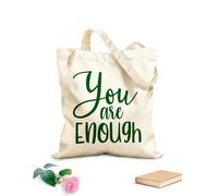 AILOONG Cotton Canvas Shoulder Bags You Are Enough Inspirational Quotes 340g/m² thick fabric Uses as a tool bag