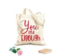 AILOONG Cotton Canvas Shoulder Bags You Are Enough Inspirational Quotes 340g/m² thick fabric Uses as a tool bag