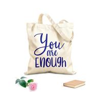 AILOONG Cotton Canvas Shoulder Bags You Are Enough Inspirational Quotes 340g/m² thick fabric Uses as a tool bag