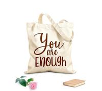 AILOONG Cotton Canvas Shoulder Bags You Are Enough Inspirational Quotes 340g/m² thick fabric Uses as a tool bag