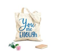 AILOONG Cotton Canvas Shoulder Bags You Are Enough Inspirational Quotes 340g/m² thick fabric Uses as a tool bag