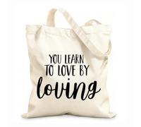 AILOONG Cotton Canvas Shoulder Bags You Learn To Love By Loving Inspirational Quotes 12 oz thick fabric Uses as a tool bag 31x36cm Medium
