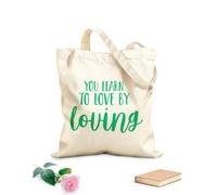 AILOONG Cotton Canvas Shoulder Bags You Learn To Love By Loving Inspirational Quotes 340g/m² thick fabric Uses as a tool bag