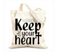 AILOONG Cotton Canvas Women's Bags 12 oz thick fabric keep your heart Skin-friendly material 31x36cm Medium